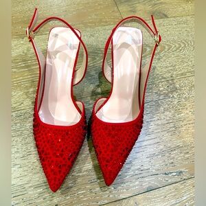 Ruby Red sparkly Slingback Heels size 39 (8)